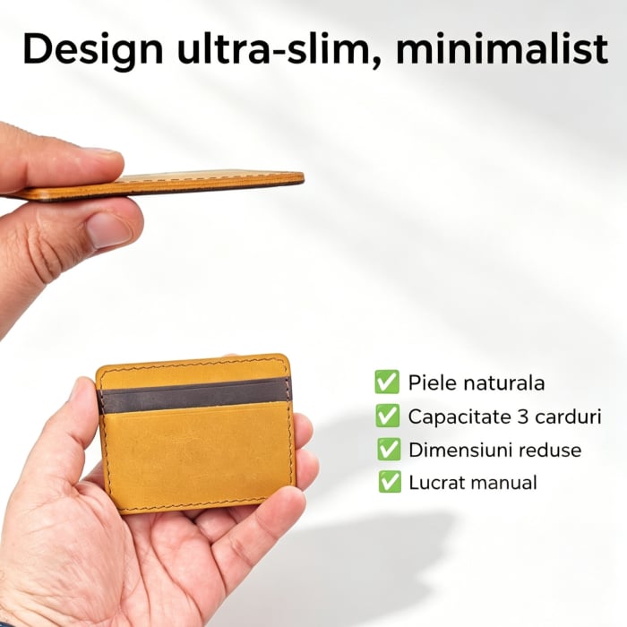 Portcard Personalizat din Piele Naturala Duma Mini – Suport Carduri Gravat Manual, Design Ultra Slim [5]