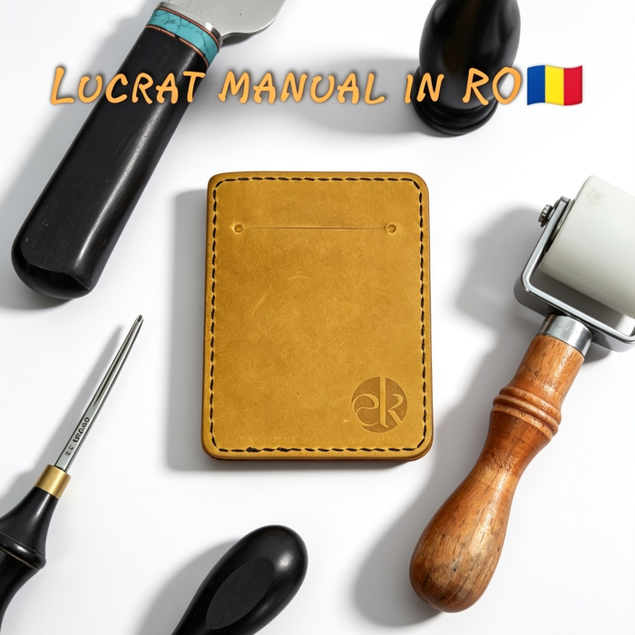 Portcard Personalizat din Piele Naturala Duma Mini – Suport Carduri Gravat Manual, Design Ultra Slim [3]