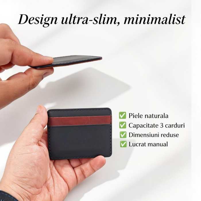 Portcard Personalizat din Piele Naturala Duma Mini – Suport Carduri Gravat Manual, Design Ultra Slim [2]