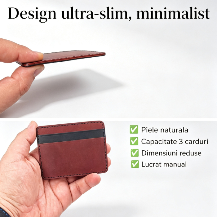 Portcard Personalizat din Piele Naturala Duma Mini – Suport Carduri Gravat Manual, Design Ultra Slim [2]