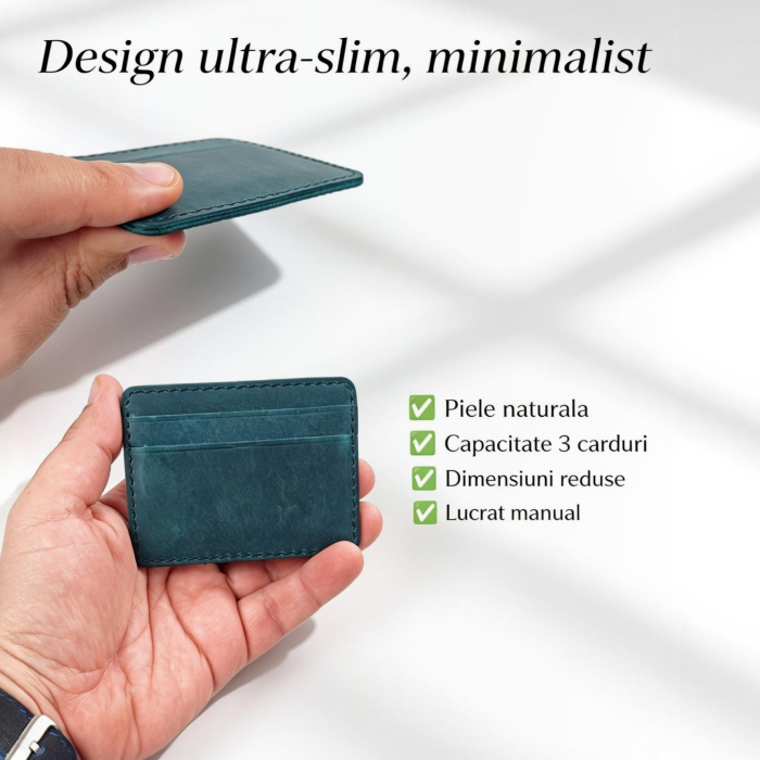 Portcard Personalizat din Piele Naturala Duma Mini – Suport Carduri Gravat Manual, Design Ultra Slim [2]