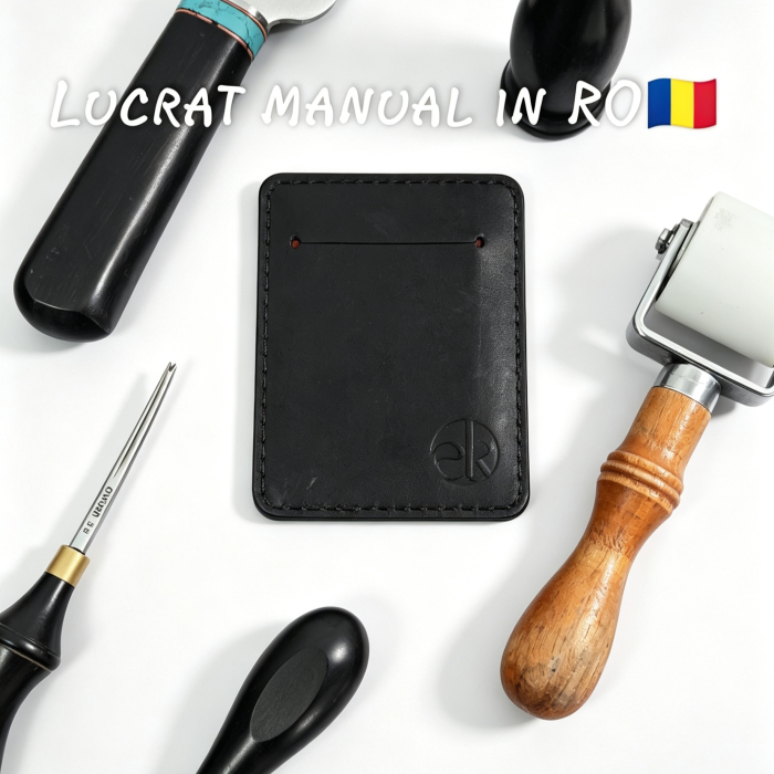 Portcard Personalizat din Piele Naturala Duma Mini – Suport Carduri Gravat Manual, Design Ultra Slim [3]