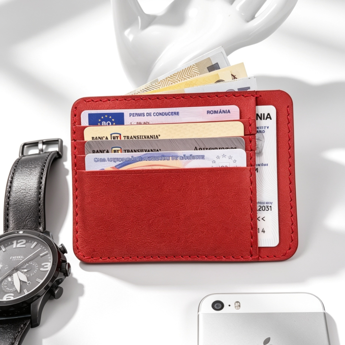 Portcard Personalizat din Piele Naturală Duma – Portofel Minimalist Gravat, Diverse Culori [4]