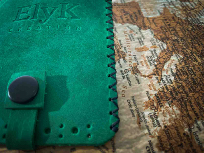 Portchei din piele naturala, lucrat si cusut manual, Davis, Verde Army [3]