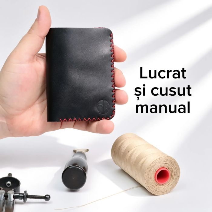 Portofel barbati din piele naturala cu compartiment maruntis Jack 2 M, portofel compact pentru carduri si monede [4]