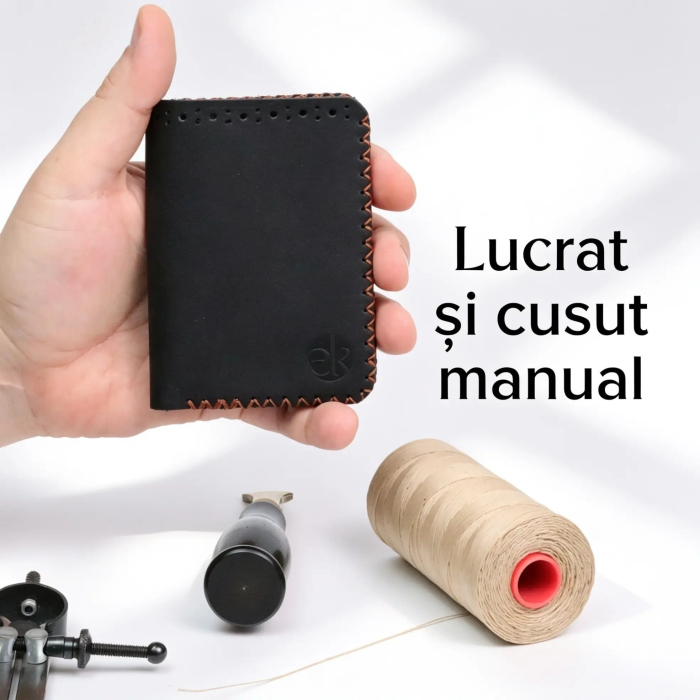 Portofel barbati din piele naturala cu compartiment maruntis Jack 2 M, portofel compact pentru carduri si monede [4]