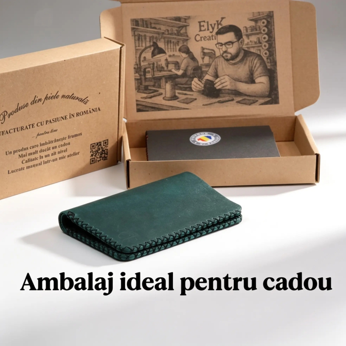 Portofel barbati din piele naturala cu compartiment maruntis Jack 2 M, portofel compact pentru carduri si monede [5]