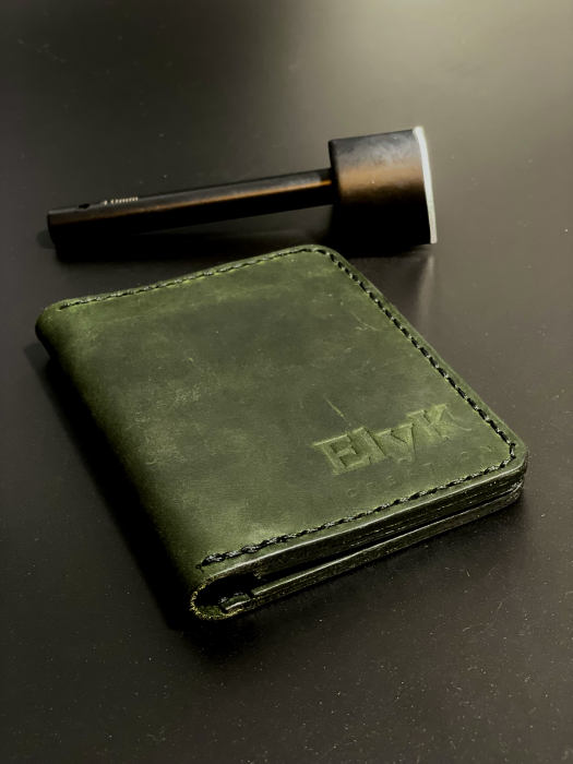 Portofel barbati din piele naturala, lucrat si cusut manual, Adam, Handmade, Verde-Inchis/ Kaki, Produs in Romania [8]
