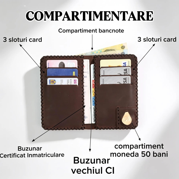 Portofel Barbati din Piele Naturala Jack L - Compartiment Certificat Inmatriculare [3]