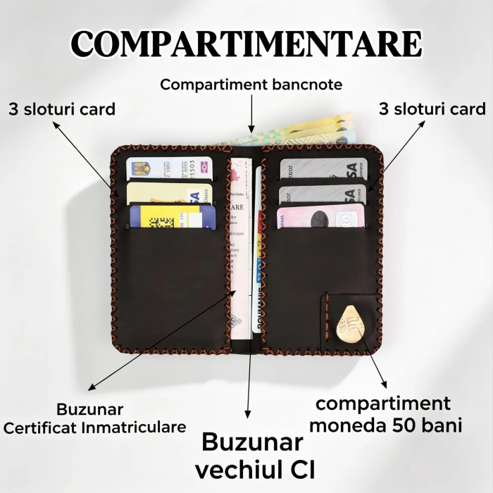 Portofel Barbati din Piele Naturala Jack L - Compartiment Certificat Inmatriculare [3]