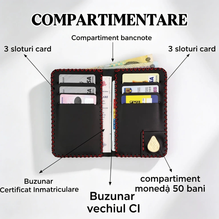 Portofel Barbati din Piele Naturala Jack L - Compartiment Certificat Inmatriculare [3]