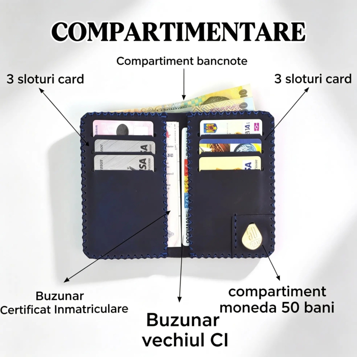 Portofel Barbati din Piele Naturala Jack L - Compartiment Certificat Inmatriculare [3]