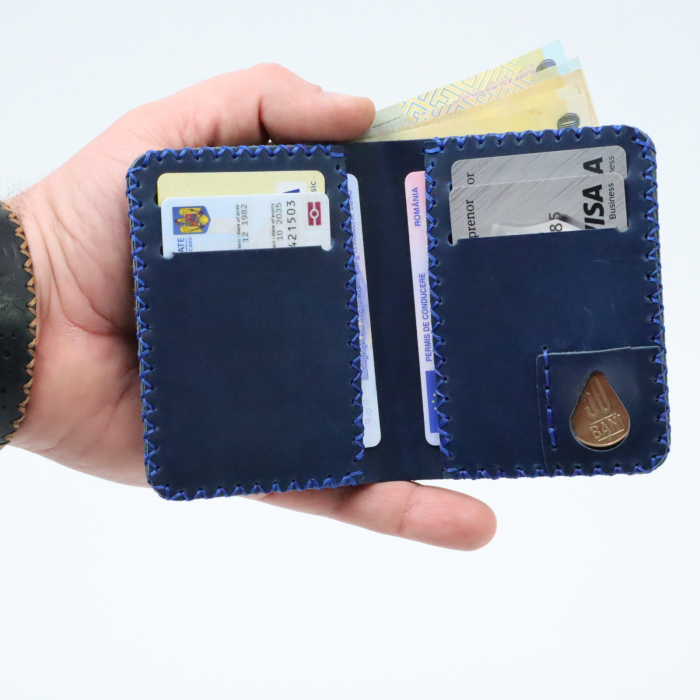 Portofel barbati din piele naturala, Jack S, albastru [3]