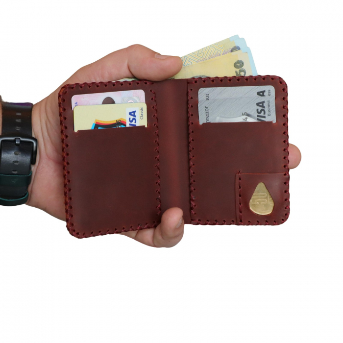 Portofel personalizabil barbati din piele naturala, Jack S, grena [3]