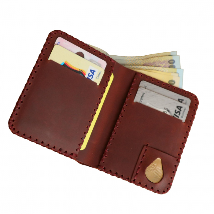 Portofel personalizabil barbati din piele naturala, Jack S, grena [6]