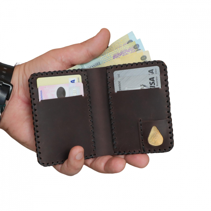 Portofel personalizabil barbati din piele naturala, Jack S, maro [3]