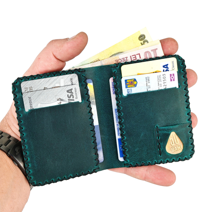 Portofel barbati din piele naturala, Jack S, turcoaz [3]