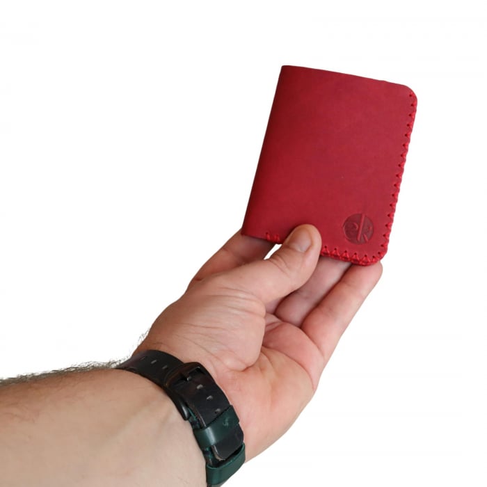 Portofel personalizabil barbati din piele naturala, Jack S, rosu [5]