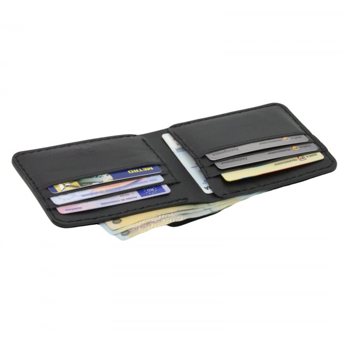 Portofel personalizat clasic barbati din piele naturala, Hector, negru [2]