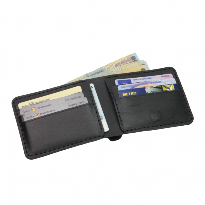 Portofel personalizat clasic barbati din piele naturala, Hector, negru [6]