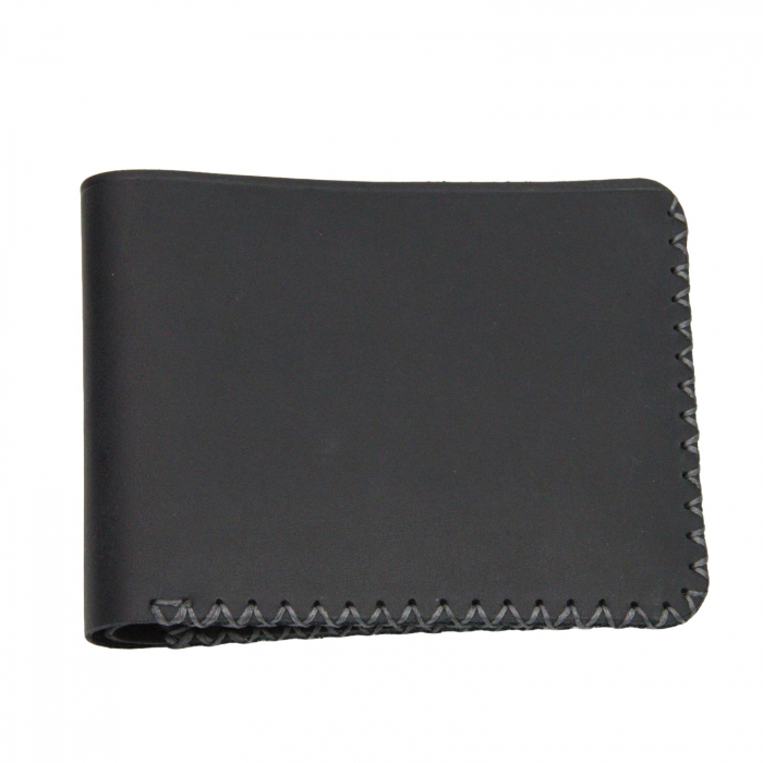 Portofel personalizat clasic barbati din piele naturala, Hector, negru mat cusatura in X gri [8]