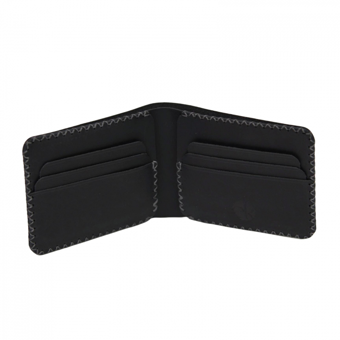 Portofel personalizat clasic barbati din piele naturala, Hector, negru mat cusatura in X gri [15]