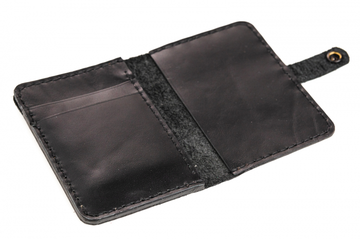 Portofel barbati din piele naturala, lucrat si cusut manual, Rene, Handmade, Negru, Produs in Romania [2]