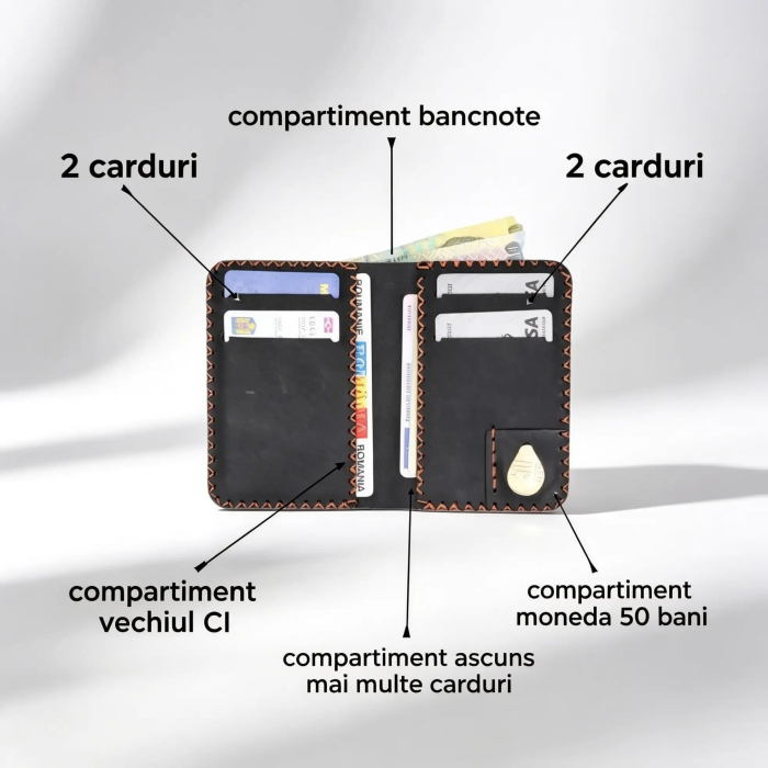 Portofel barbati Jack M, piele naturala premium, compartimentat pentru buletin, carduri si bancnote [3]