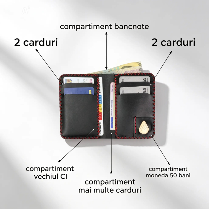 Portofel barbati Jack M, piele naturala premium, compartimentat pentru buletin, carduri si bancnote [3]