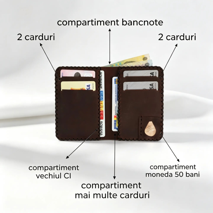 Portofel barbati Jack M, piele naturala premium, compartimentat pentru buletin, carduri si bancnote [3]