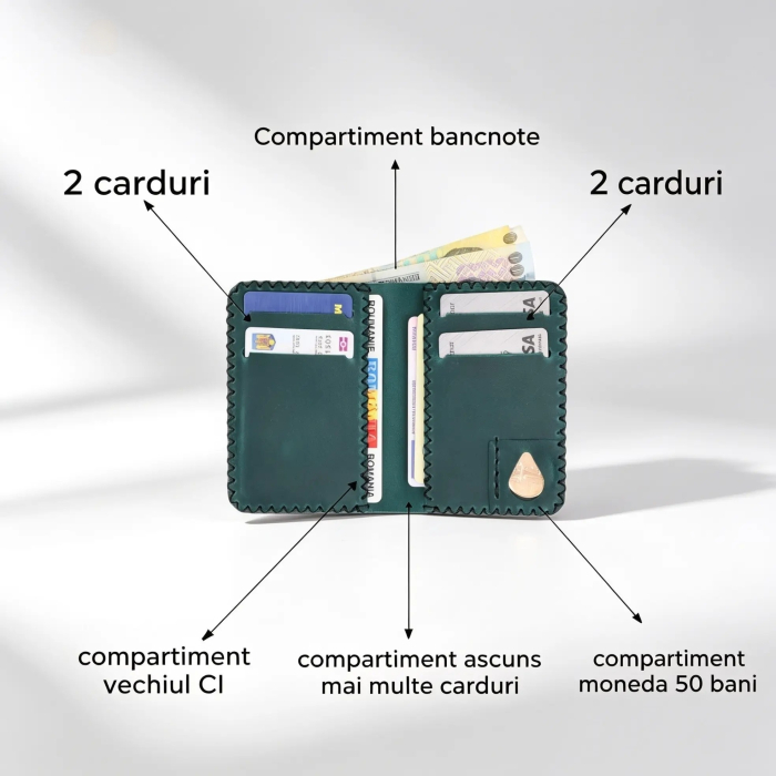 Portofel barbati Jack M, piele naturala premium, compartimentat pentru buletin, carduri si bancnote [3]