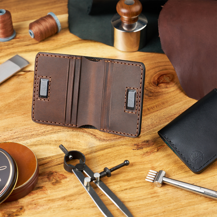 Portofel Barbati Odin din Piele Naturala, Design Slim Bifold [7]