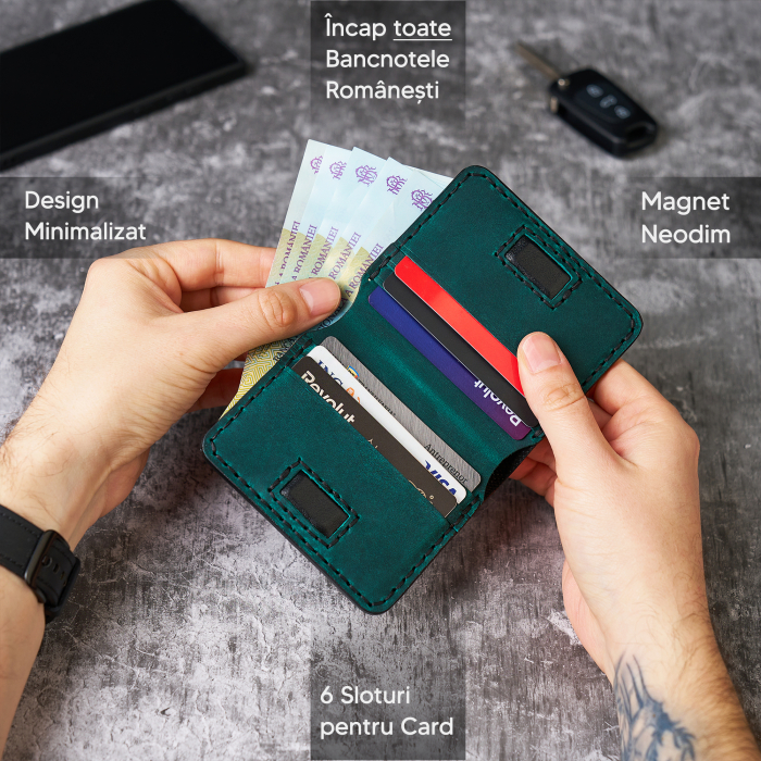 Portofel Barbati Odin din Piele Naturala, Design Slim Bifold [3]