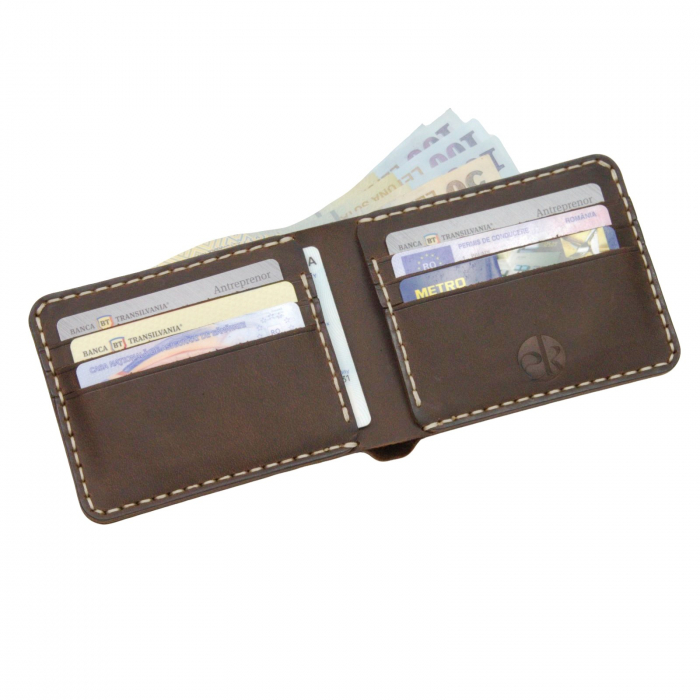 Portofel personalizabil clasic barbati din piele naturala, Hector, maro [6]