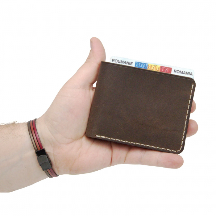 Portofel personalizabil clasic barbati din piele naturala, Hector, maro [1]