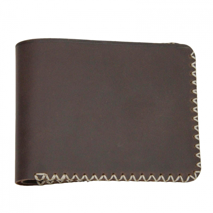Portofel personalizabil clasic barbati din piele naturala, Hector, maro cusatura X crem [4]