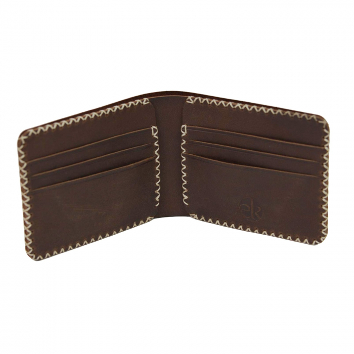 Portofel personalizabil clasic barbati din piele naturala, Hector, maro cusatura X crem [10]