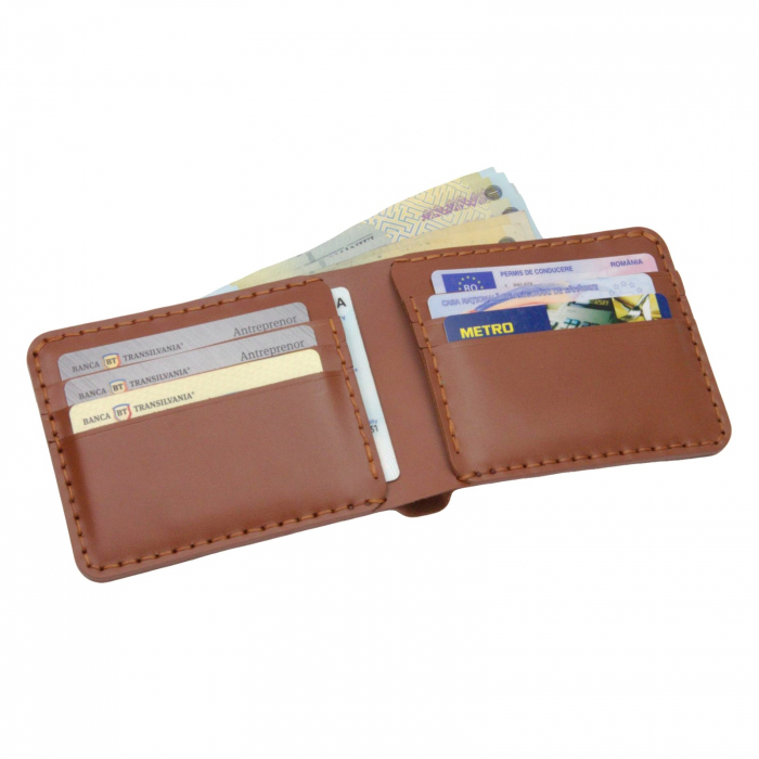 Portofel personalizabil clasic barbati din piele naturala, Hector, maro-cognac [7]