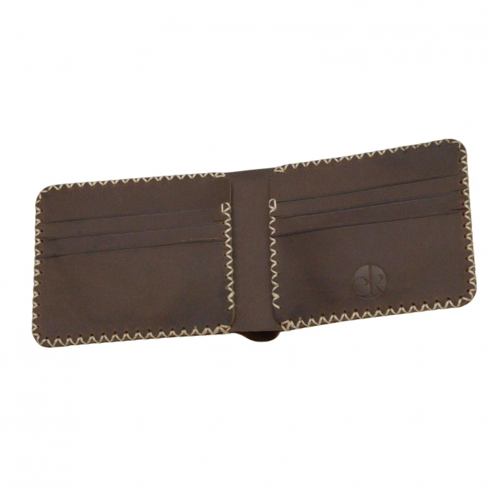 Portofel personalizabil clasic barbati din piele naturala, Hector, maro cusatura X crem [9]