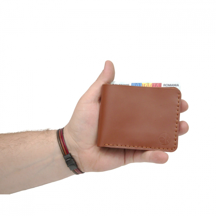 Portofel personalizabil clasic barbati din piele naturala, Hector, maro-cognac [2]