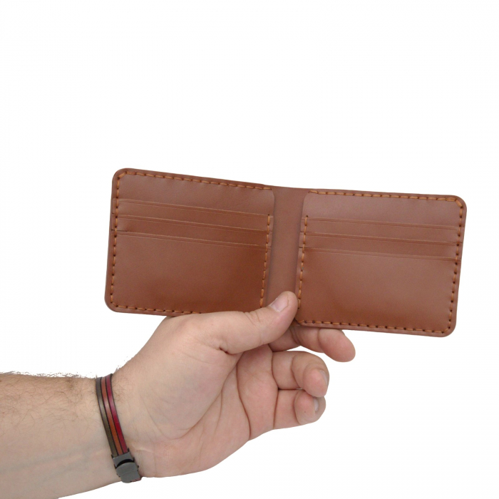 Portofel personalizabil clasic barbati din piele naturala, Hector, maro-cognac [4]