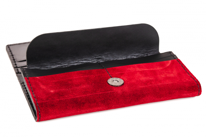 Portofel dama din piele intoarsa, Handmade, lucrat si cusut manual, Eva, Handmade, Grena, Produs in Romania [2]