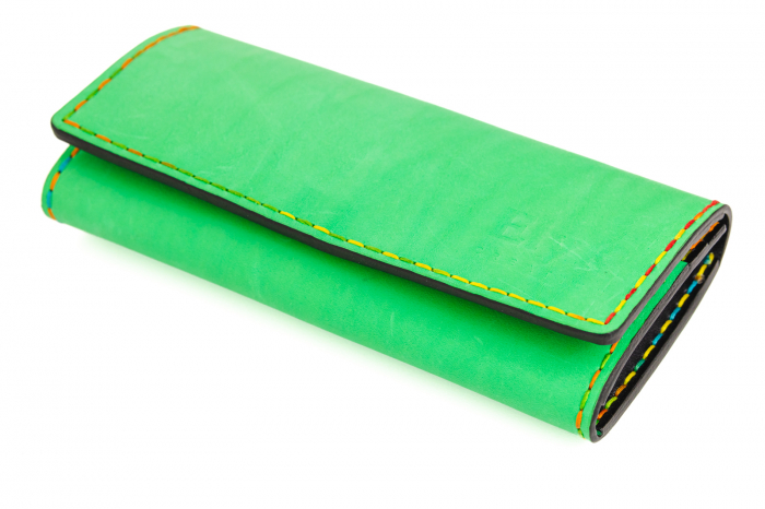 Portofel dama din piele naturala, personalizabil, Eva, verde deschis ( cusatura colorata) [2]