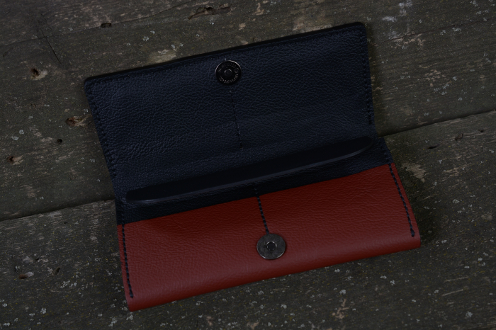 Portofel dama din piele naturala, personalizabil, Eva, grena (cusatura neagra) [2]