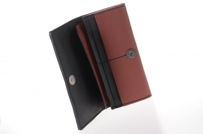 Portofel dama din piele naturala, personalizabil, Eva, grena (cusatura neagra) [7]