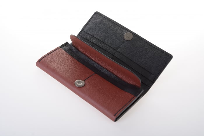 Portofel dama din piele naturala, personalizabil, Eva, grena (cusatura neagra) [6]