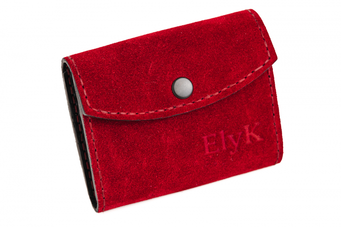 Portofel dama din piele naturala intoarsa, personalizabil, Dalia, Grena [1]