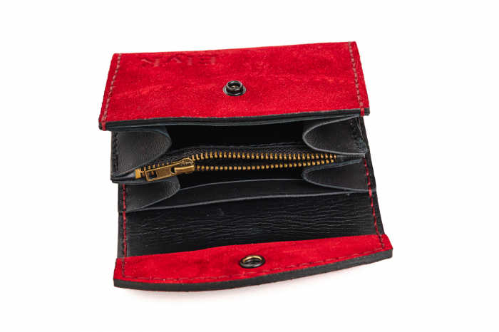 Portofel dama din piele naturala intoarsa, personalizabil, Dalia, Grena [3]