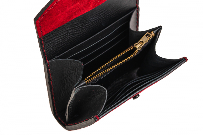 Portofel dama din piele naturala intoarsa, personalizabil, Dalia, Grena [5]