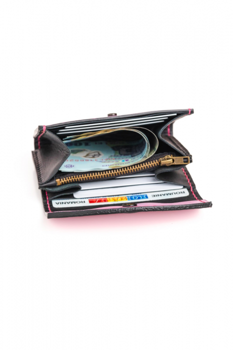 Portofel dama din piele naturala, personalizabil, Dalia, Roz [7]